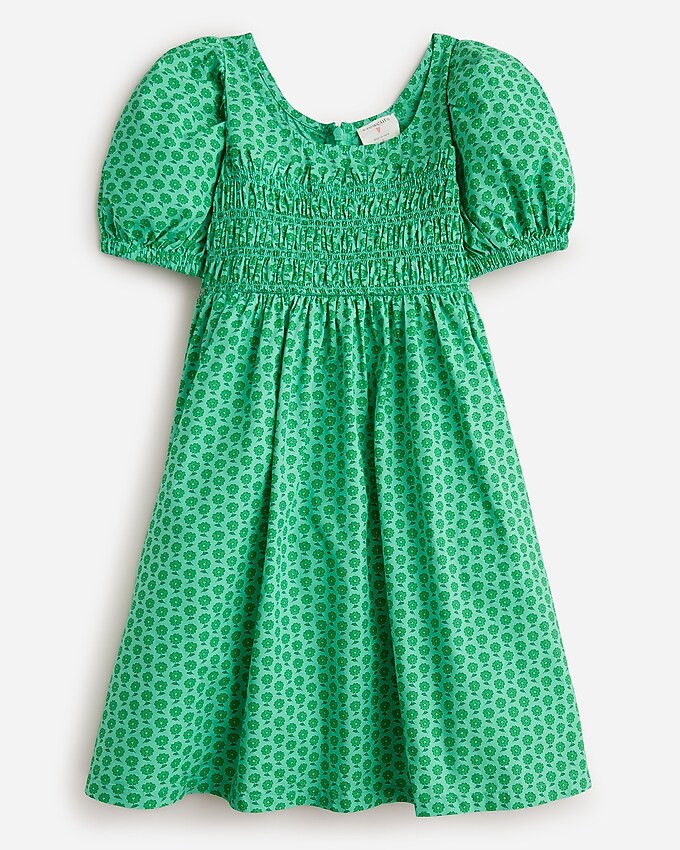 Girls' smocked puff-sleeve dress in floral | J. Crew US