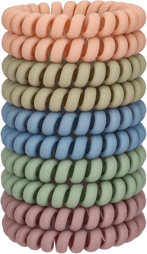 JessLab Spiral Hair Ties, 10 Pcs Traceless Phone Cord Hair Ties Plastic Coil Hair Ties Ponytail H... | Amazon (US)