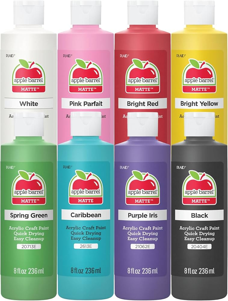 Apple Barrel Acrylic Craft Paint Set, Matte Finish, Set of 8, 8 Fl Oz (Pack of 8), Assorted | Amazon (US)