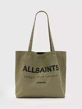 AllSaints Underground Tote Bag, Nori Green/Black | John Lewis (UK)