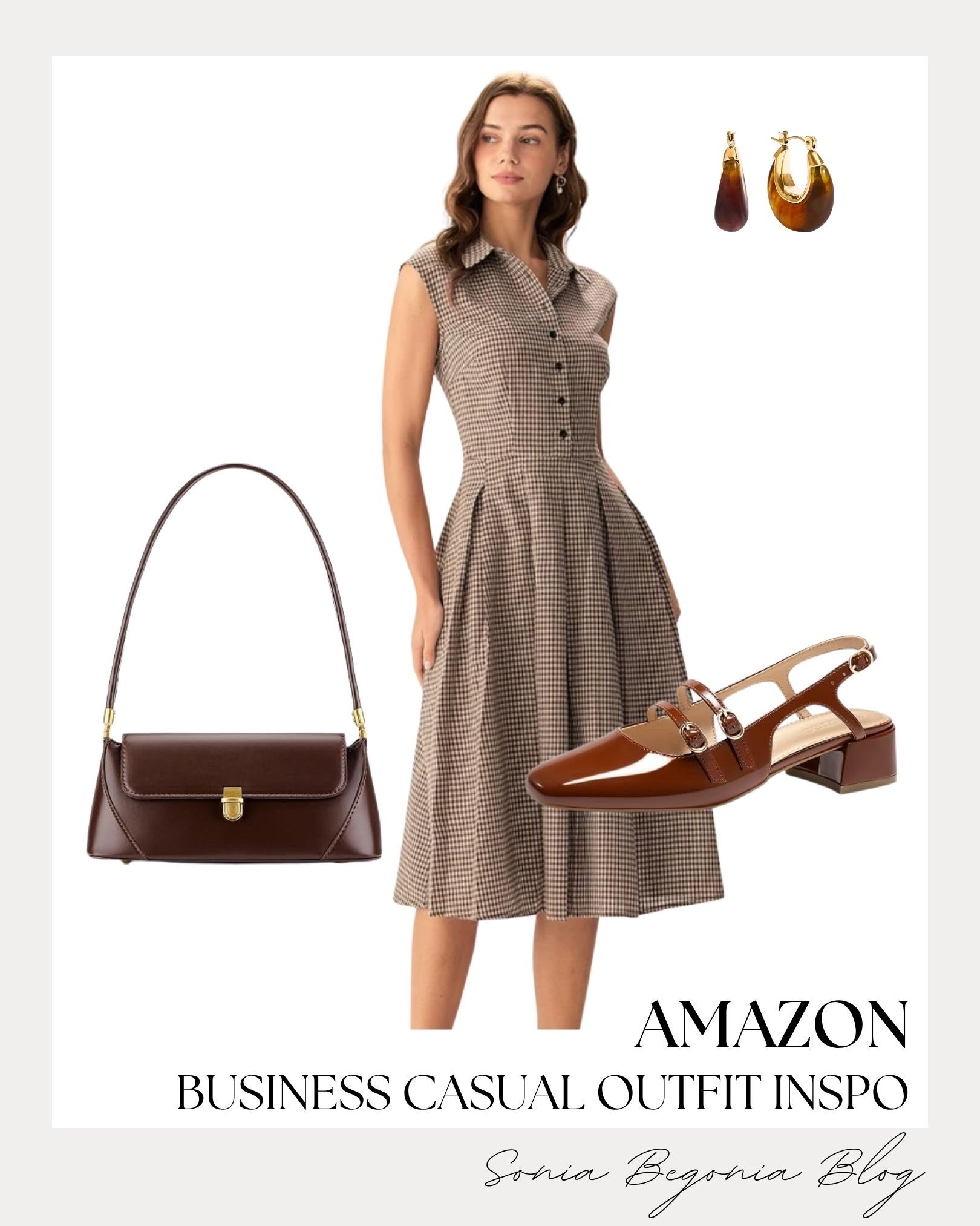 I love a classic, polished workwear look! 🤎 

This plaid shirt dress offers such a flattering silhouette, perfect for the office or a chic lunch date.
I paired it with glossy brown slingback mary janes, a structured shoulder bag, and gold drop earrings to complete this timeless ensemble! ✨ 

#amazonfashion #workwearstyle #businesscasual #classicstyle #shirtdress #maryjanes #ltkworkwear #neutraloutfit

#LTKootd #LTKWorkwear