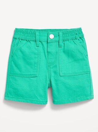 Elasticized Waist Workwear Non-Stretch Pop-Color Jean Shorts for Toddler Girls | Old Navy (US)