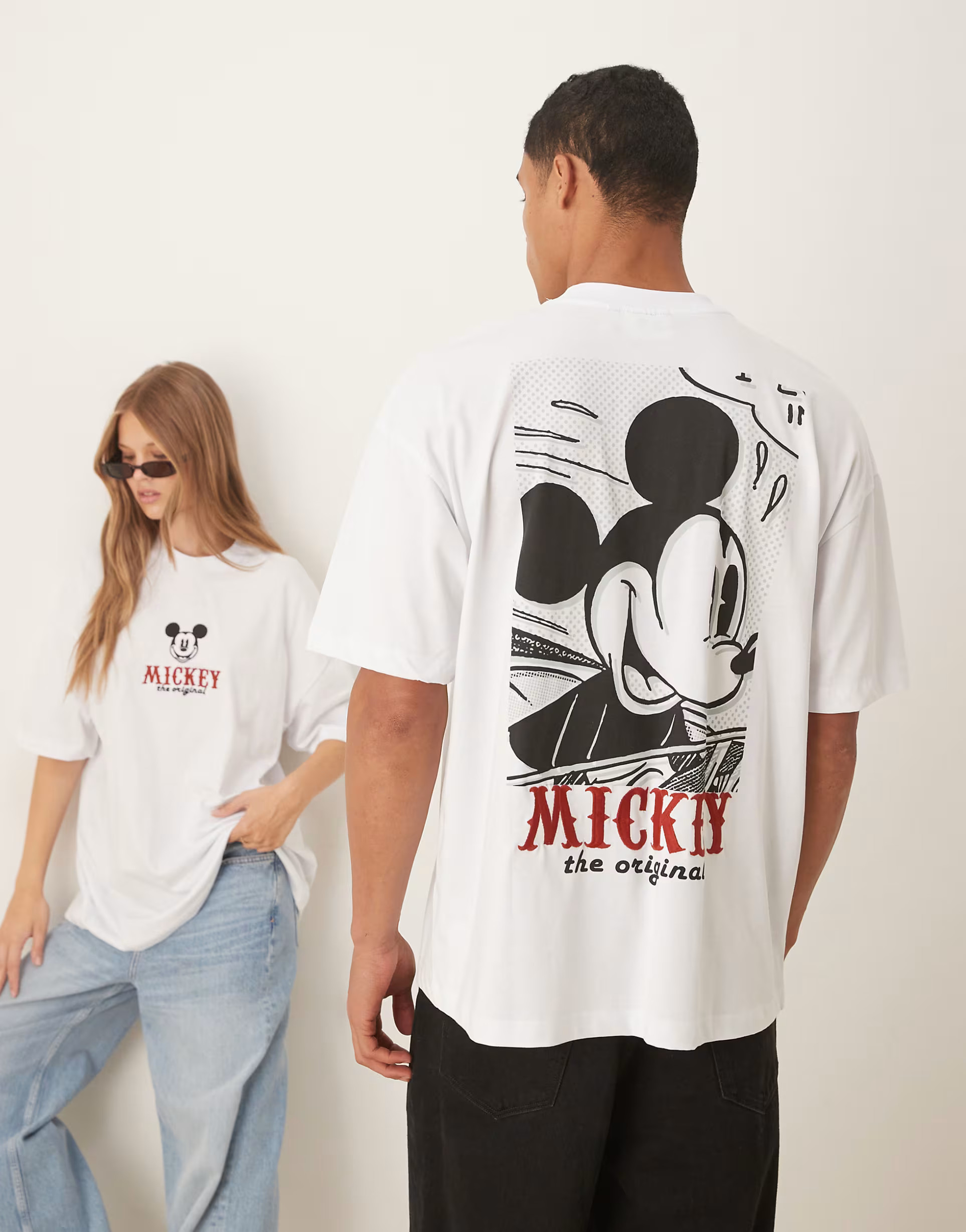 ASOS DESIGN Disney unisex oversized heavyweight t-shirt with Mickey Mouse embroidery in white | ASOS (Global)