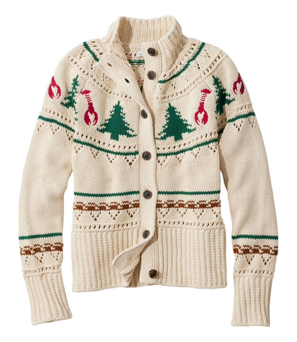 Women's Signature Cotton Fisherman Sweater, Short Cardigan Fair Isle | L.L. Bean