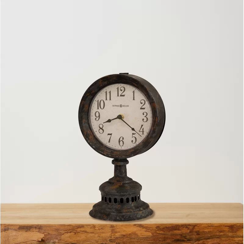 Ardie Traditional Analog Metal Quartz Movement / Crystal Tabletop Clock in Antique Black/Antique ... | Wayfair North America