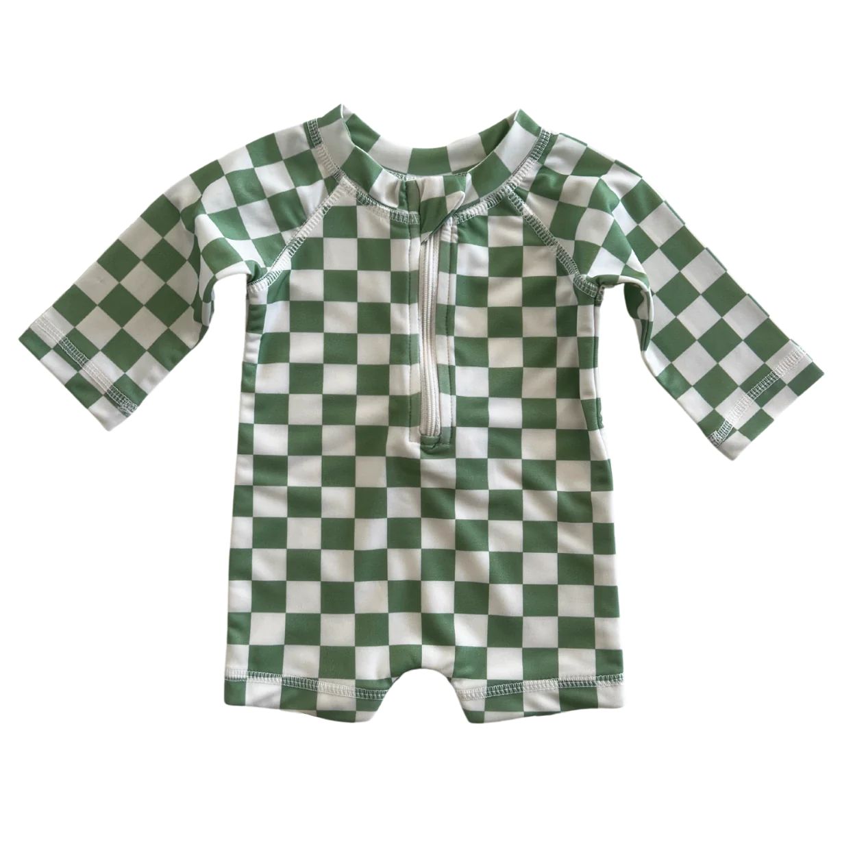 Lime Checkerboard / Sonny Rashguard Swimsuit / UPF 50+ | SpearmintLOVE