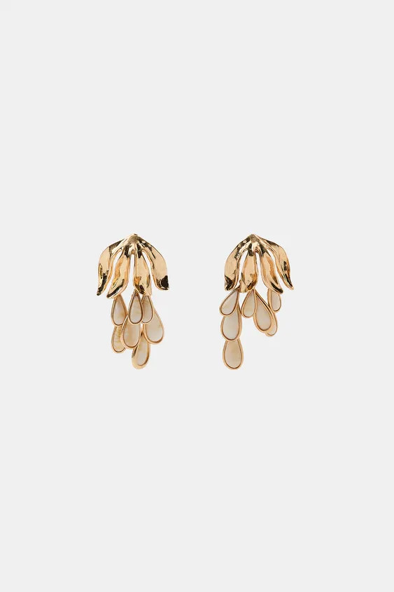 METALLIC TEARDROP EARRINGS | Zara US