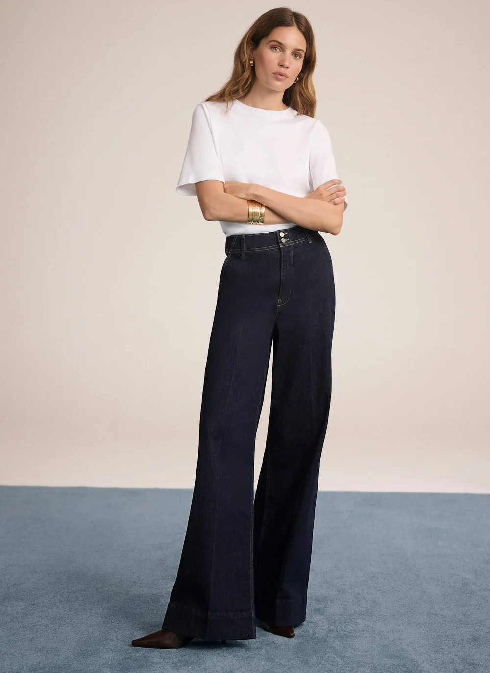 Dark Indigo Tailored Wide Jeans | Mint Velvet - ROW