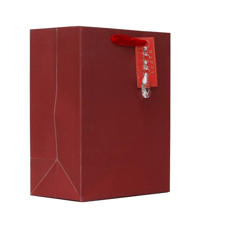 Medium Red Christmas Paper Gift Bag, 7.5" x 4.5" x 9.87", by My Texas House | Walmart (US)