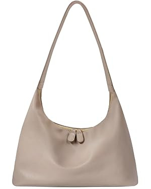 Leather Hobo Bags for Women Small Soft Shoulder Purse Slouchy Tote Handbags with Double Zipper De... | Amazon (US)