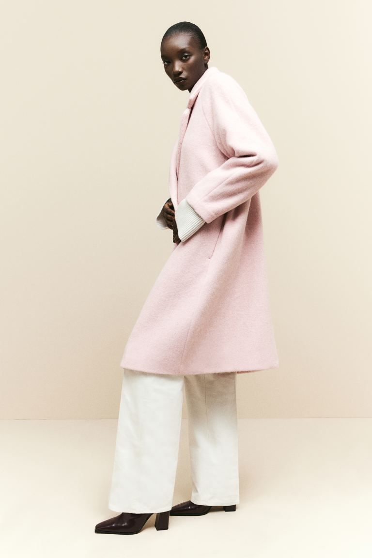 Double-breasted coat - Light pink - Ladies | H&M GB | H&M (UK, MY, IN, SG, PH, TW, HK)