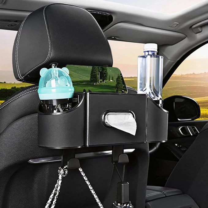 Back Seat Car Organizer,4 in 1 Multifunctional Car Back Seat Storage Box with Drink Cup Holder Ti... | Amazon (US)