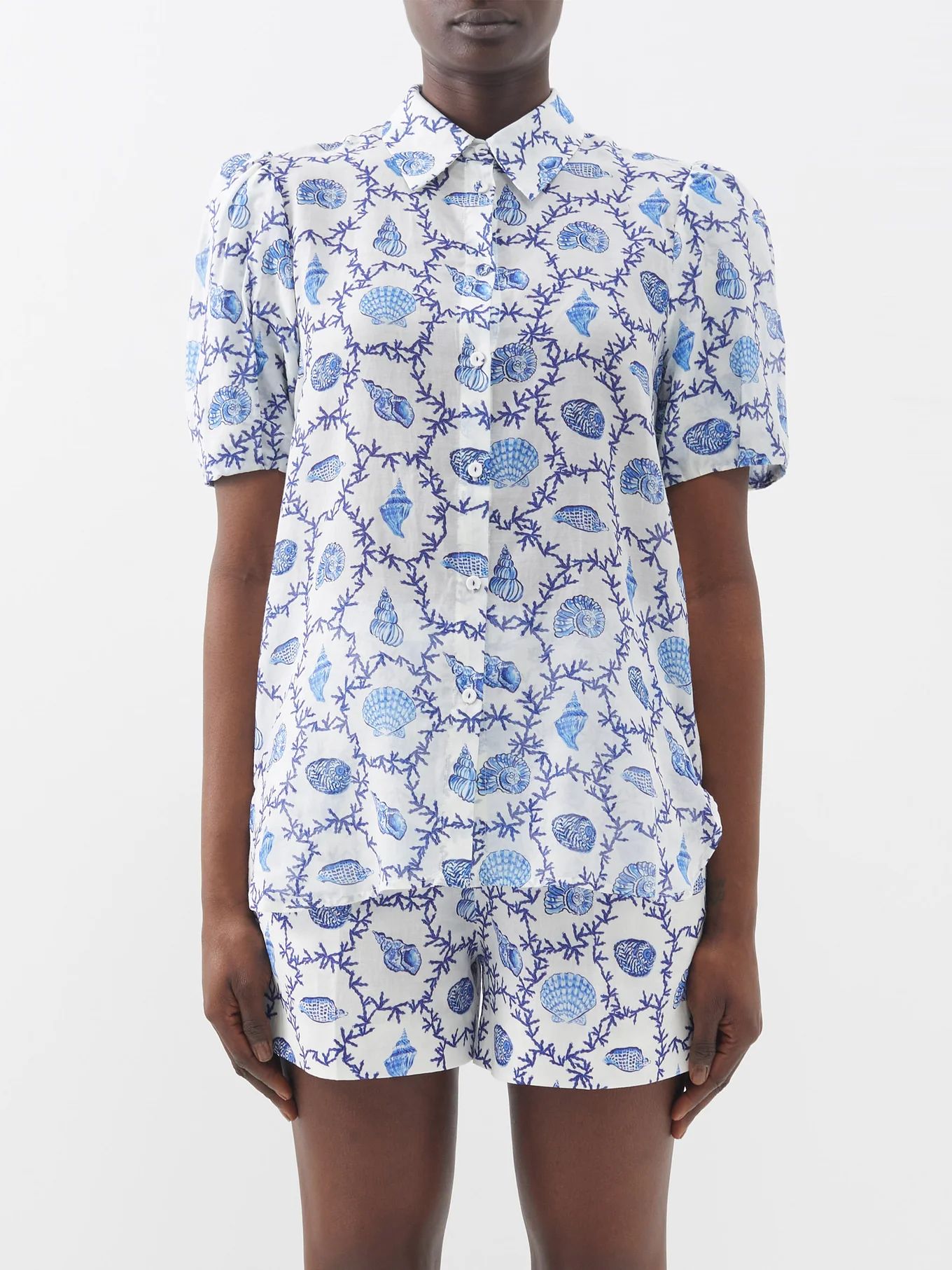 Mae B shell-print cotton-blend shirt | Matches (US)