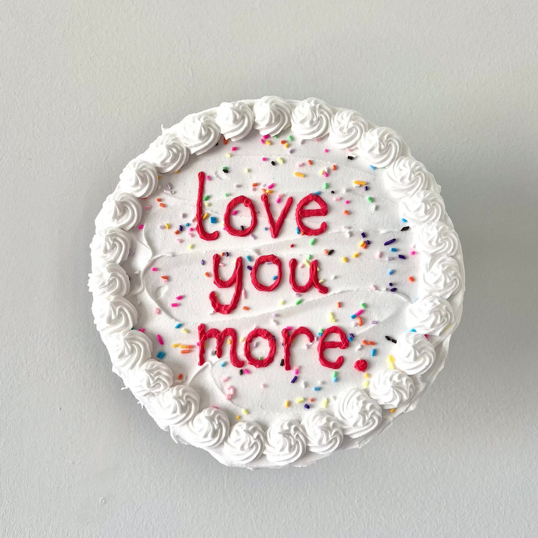 White Fake Cake Art, Love You More, 8 Inch Wall Decor, Dummy Cake - Etsy | Etsy (US)
