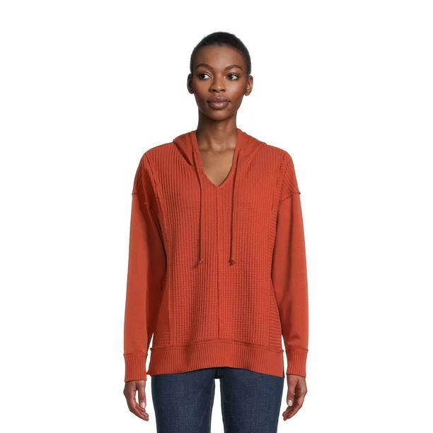 Time and Tru Women's Waffle Texture Hoodie, Sizes S-3XL | Walmart (US)