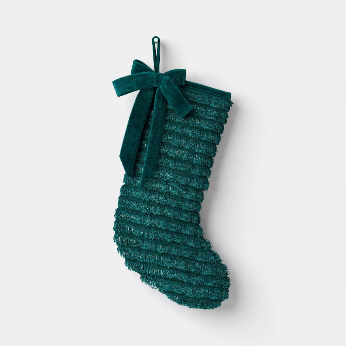 21" Christmas Fringe Fabric Stocking with Bow Green - Wondershop™ | Target