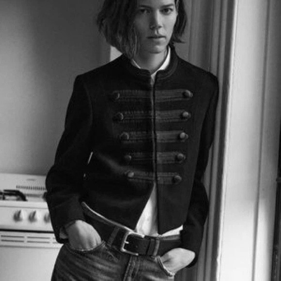 Zara Military Wool Coat Runway Band Jacket Structured Black S | Poshmark