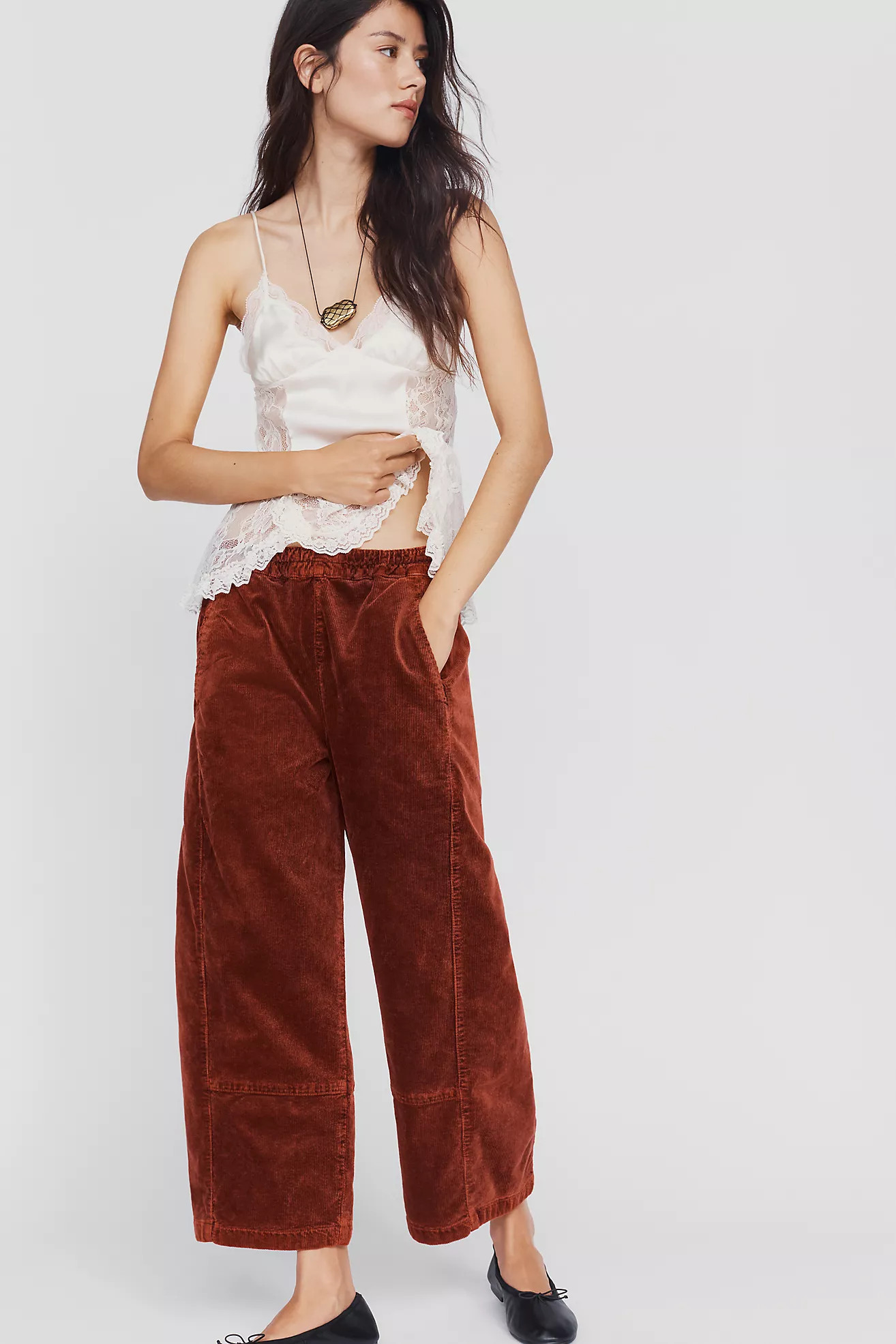 Pilcro Izzie Relaxed Corduroy Pull-On Barrel Pants | Anthropologie (US)