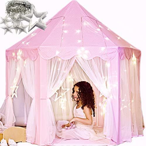 Princess Castle Play Tent with Large Star Lights. Little Girls Princess Tent Toy for Indoor. Pret... | Amazon (US)