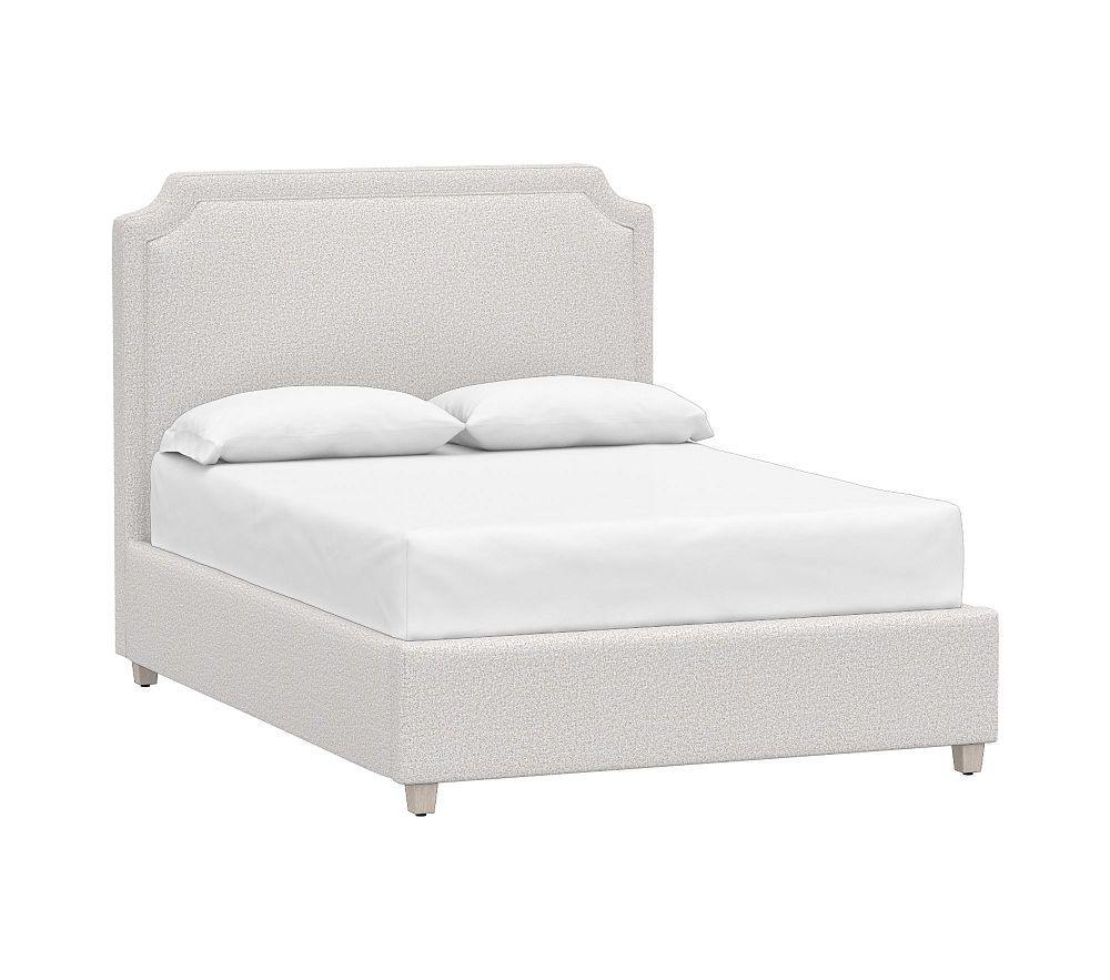 Ava Upholstered Storage Bed Full Performance Chenille Tweed Light Gray | Pottery Barn Kids