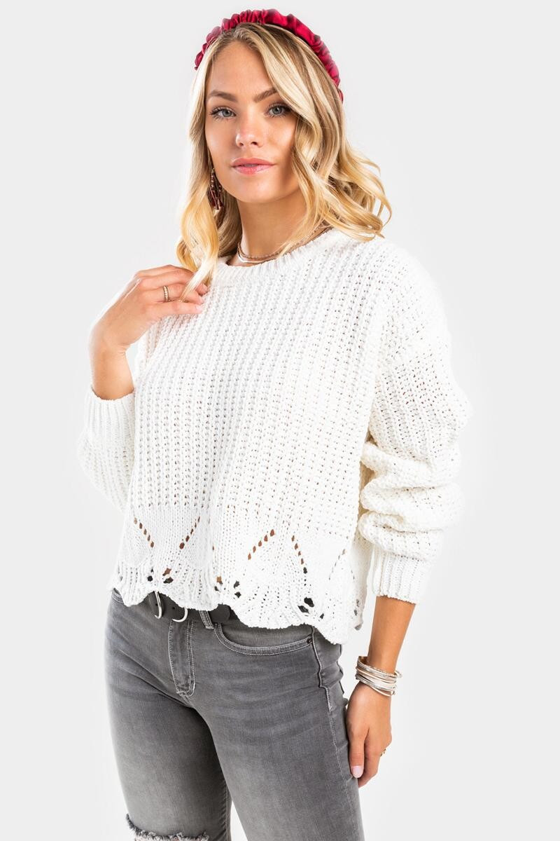 Lennon Eyelet Sweater | Francesca’s Collections