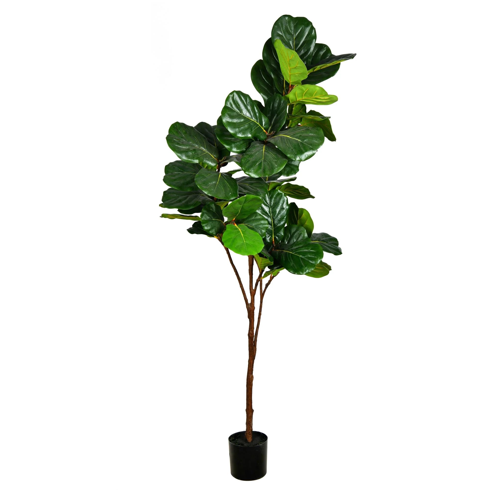 Vickerman Everyday Artificial Fiddle Leaf Tree 8ft Tall - Green Silk Artificial Indoor Fiddle Pla... | Walmart (US)