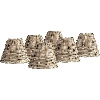 Set of 6 Empire Chandelier Lamp Shades Cottage Natural Wicker Weave Distressed Light Gray Small 3... | Amazon (US)