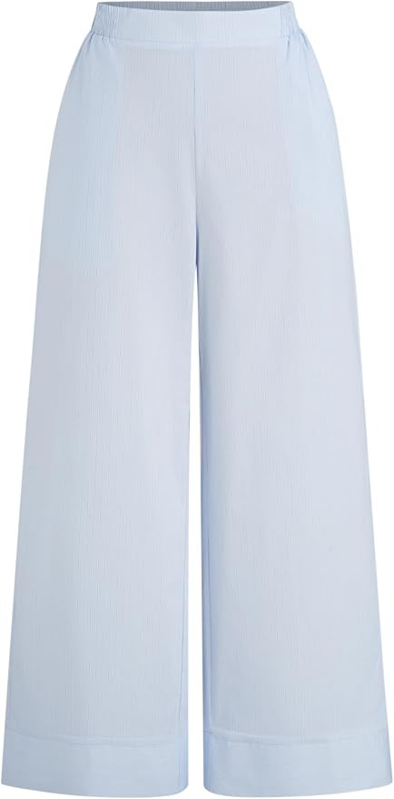 CIDER Womens Mid Waist Wide Leg Pants Striped Casual Business Bottoms with Pockets | Amazon (US)