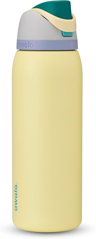 Owala FreeSip - Stainless Steel - 40-oz. - Grey/Yellow (Sunny Daze) | Amazon (US)