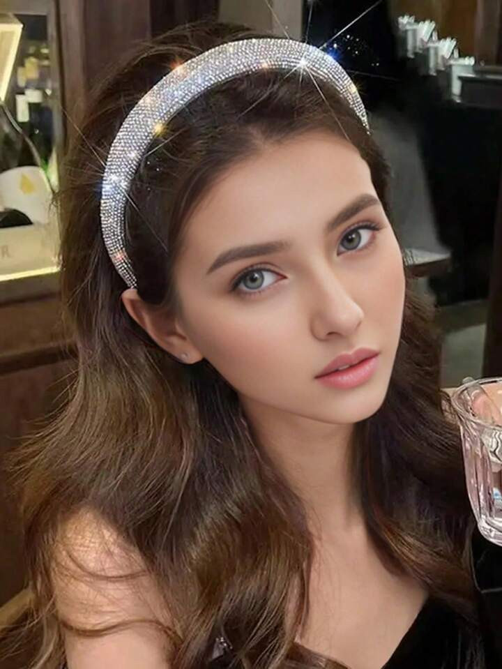 Party Full Rhinestone Headband For Parties, Wide Edge Rhinestone Decor, Shine Luxurious Fashion H... | SHEIN