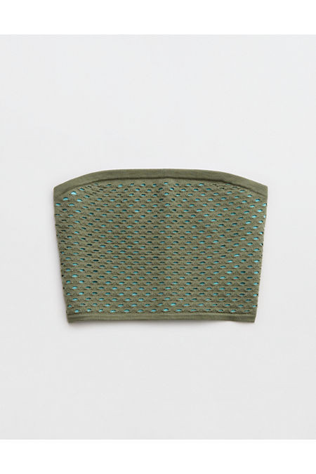 Aerie Crochet Sweater Tube Top Women's Olive Fun S | American Eagle Outfitters (US & CA)