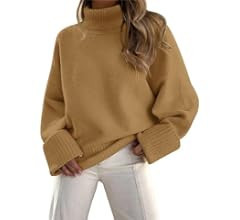 LILLUSORY Women's Turtleneck Long Sleeve Oversized 2023 Fall Fuzzy Knit Chunky Warm Pullover Swea... | Amazon (US)