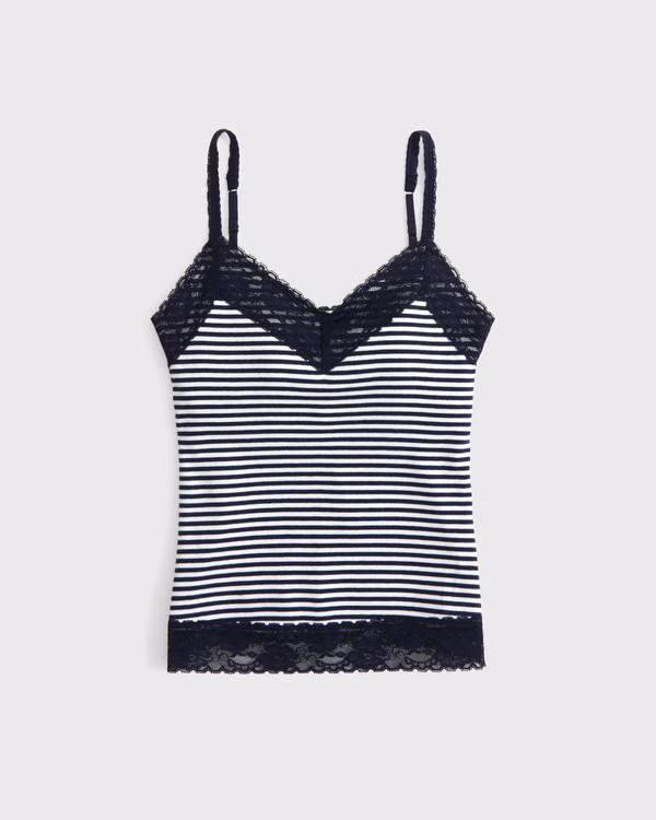 Bra-Free Lace-Trim Rib Cami | Abercrombie & Fitch (US)