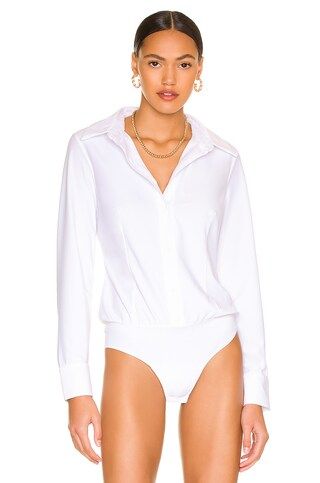 Classic Button Down Bodysuit in White | Revolve Clothing (Global)