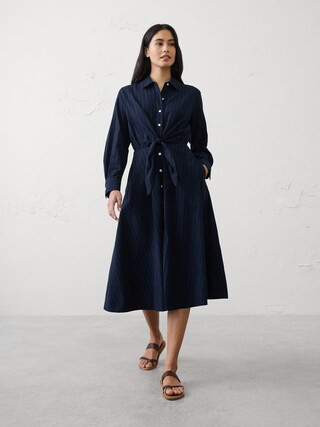 Wrap-Tie Midi Shirtdress | Banana Republic Factory