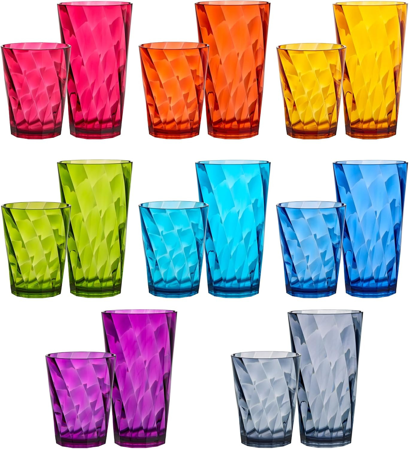 US Acrylic Optix Plastic Reusable Drinking Glasses (Set of 16) 14oz Rocks & 20oz Water Cups in Je... | Amazon (US)