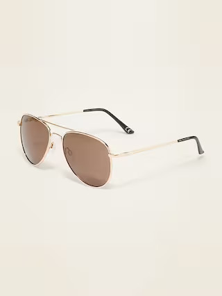 Gender-Neutral Wire-Frame Aviator Sunglasses for Adults | Old Navy (US)