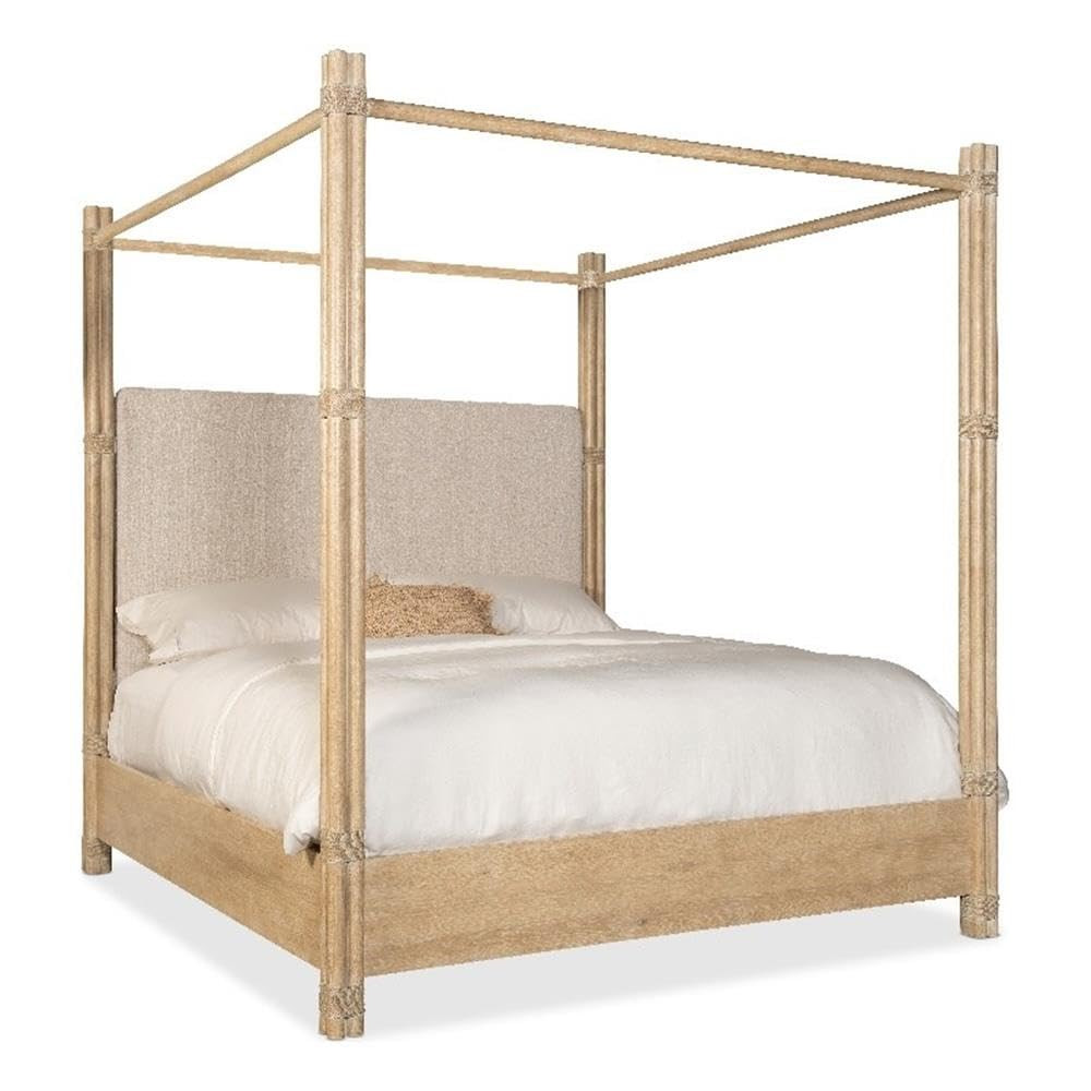 BOWERY HILL Contemporary Cal King Fabric Upholstered Poster Bed in Beige | Amazon (US)