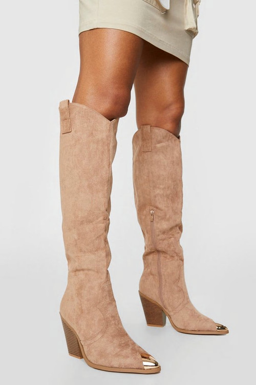 Knee High Pull On Western Cowboy Boots | Boohoo.com (US & CA)