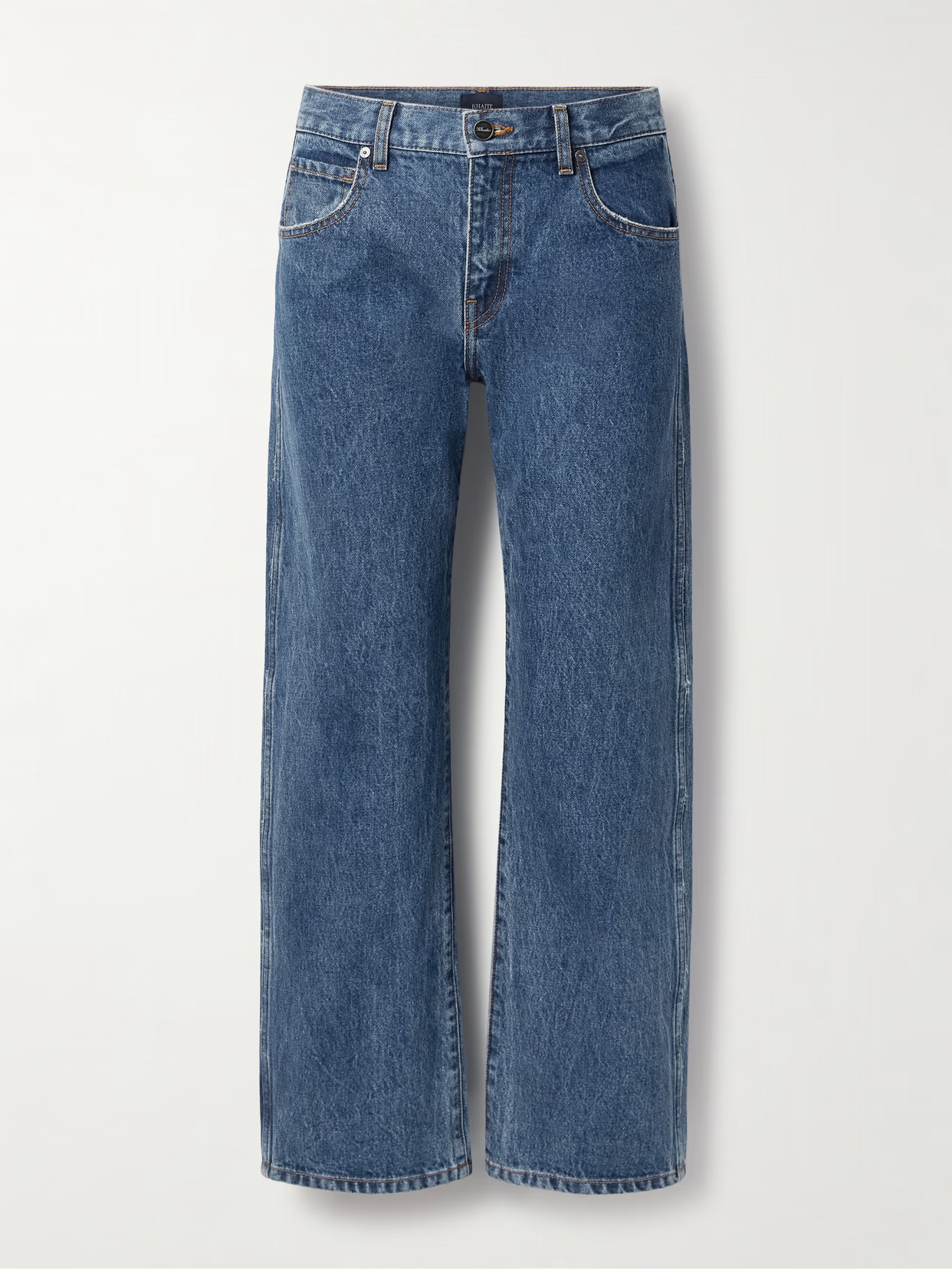 KHAITE - Kerrie Distressed Low-rise Straight-leg Jeans - Blue | NET-A-PORTER (US)