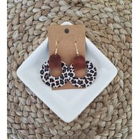 Leopard Hoop Leather Earrings, Animal Print Earrings | Etsy (US)