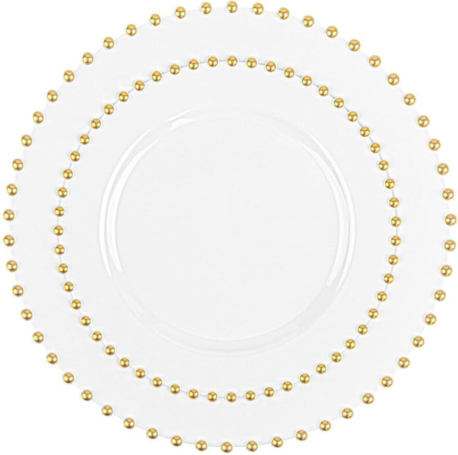 EcoQuality Combo Set 7" Dessert Plates and 10" inch Round White Plastic Plates with Gold Beaded R... | Amazon (US)