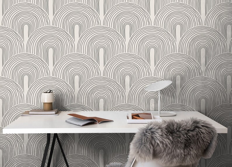 Removable Wallpaper Black Cream Modern Wallpaper Peel and Stick Wallpaper Adhesive Wallpaper Wall... | Etsy (US)