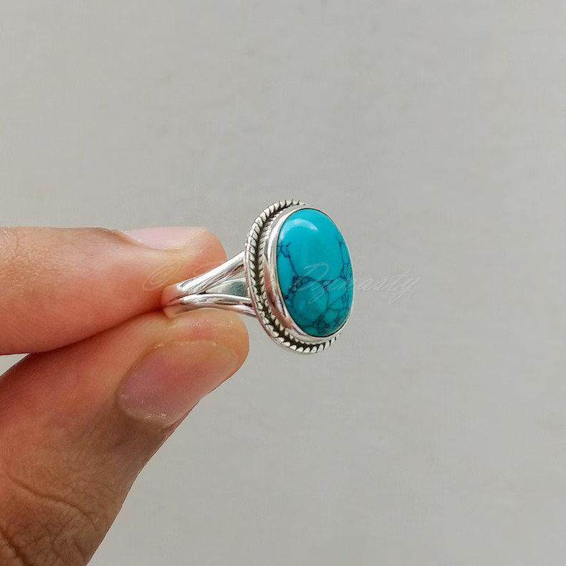 Natural Turquoise Ring,Turquoise Ring, Sterling Silver Ring for Women, Statement Ring with Stone,... | Etsy (US)