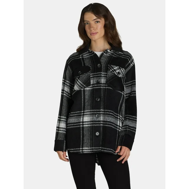 Time and Tru Women's Plaid Button Front Shacket, XS-XXXL | Walmart (US)