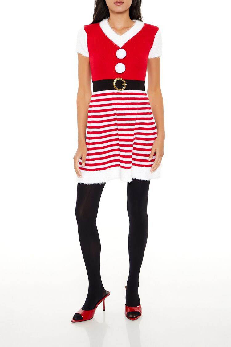 Hooded Striped Santa Mini Dress | Forever 21