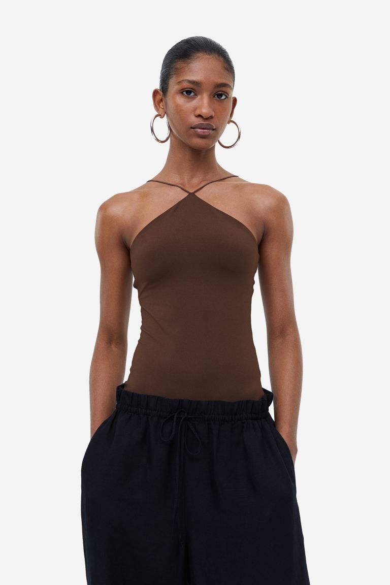 Jersey Thong Bodysuit - Dark brown - Ladies | H&M US | H&M (US + CA)