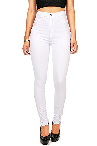 Vibrant Women’s Denim Skinny Jeans – Super Stretch High Waisted Classic Casual Slim Fit Pants P1113 White 5 | Amazon (US)