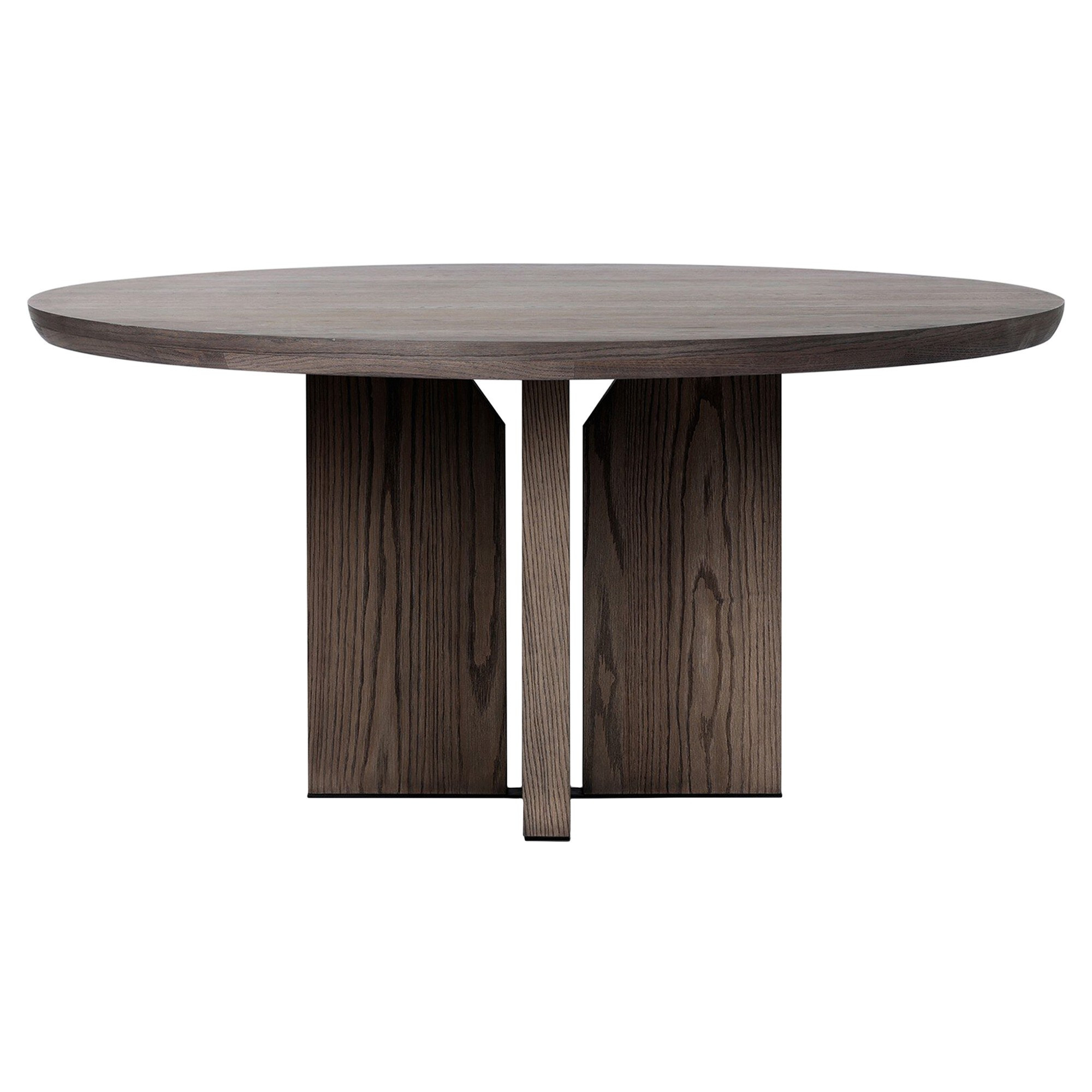 Ernest Rustic Lodge Shale Grey Oak Round Pedestal Dining Table - 60 | Kathy Kuo Home