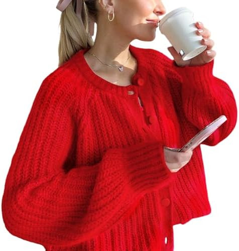 Wyeysyt Womens Cardigan Sweater Button Down Long Sleeve Chunky Soft Knit Sweater Fall Open Front ... | Amazon (US)